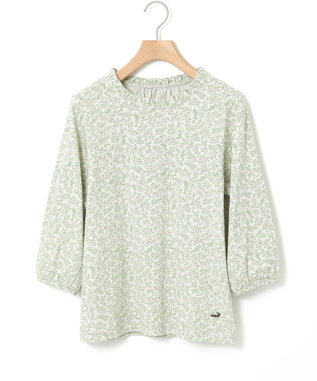 総柄プリント フリル襟 カットソー