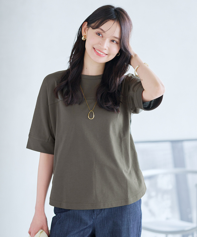 プレーティング天竺 切り替えデザイン Tシャツ
