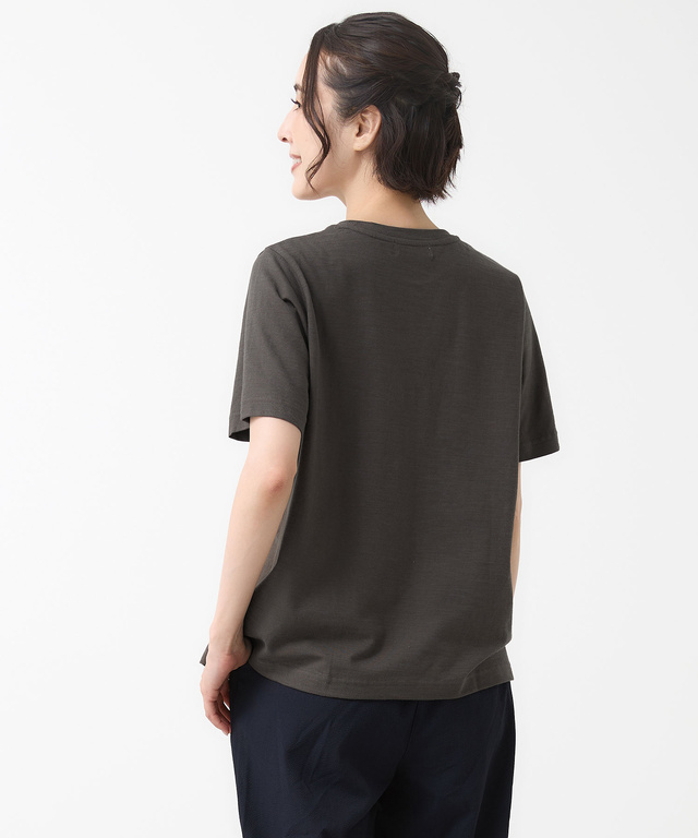 裾刺繍 スラブ天竺 Tシャツ