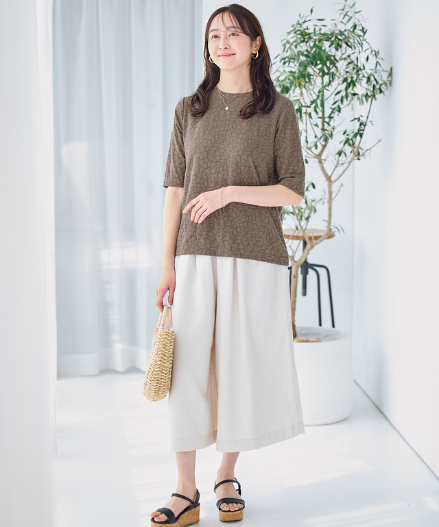 ボタニカル柄 ジャカード カットソー