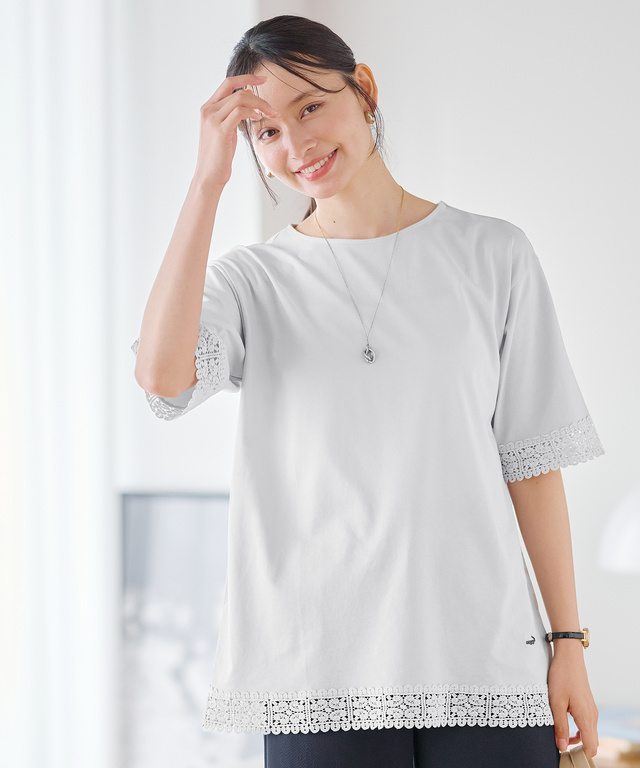 レース チュニック丈 Tシャツ
