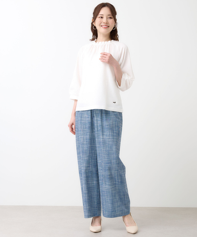 ストライプ ジャカード カットソー