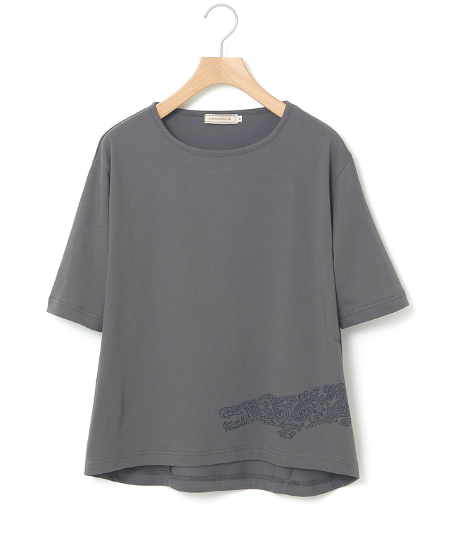 プレーティング天竺 ワニプリント Tシャツ【UVカット】