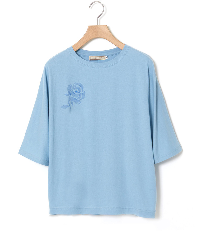 フラワープリント 天竺 Tシャツ