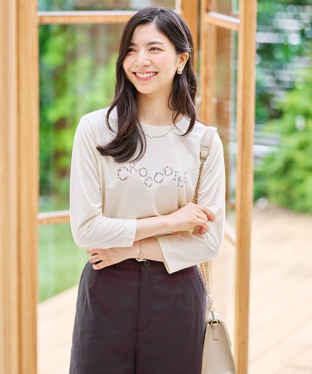 ロゴプリント 七分袖 Tシャツ