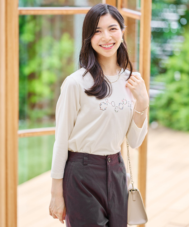 ロゴプリント 七分袖 Tシャツ