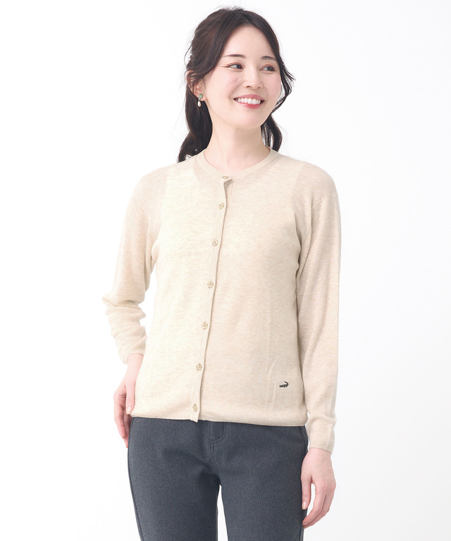 ウールブレンド リブニット カーディガン