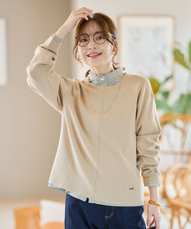 レーヨン混 プルオーバー ニット【手洗いOK】