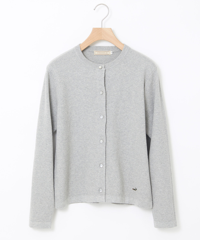 ウールブレンド 鹿の子編み ニットカーディガン【手洗いOK】