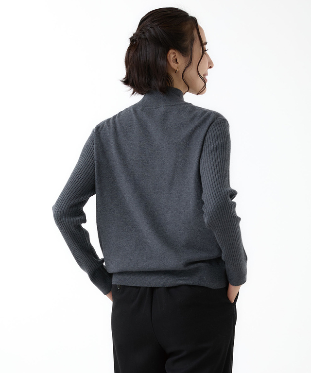 ウールブレンド アゼハイネック ニットカットソー【手洗いOK】
