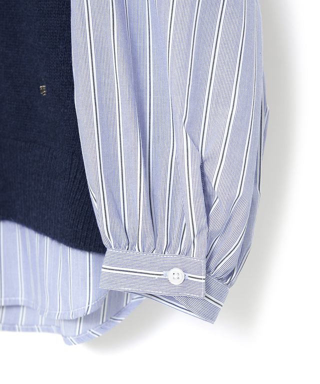 ウールブレンド ストライプ ドッキング ニット【手洗いOK】【オンラインショップ限定】