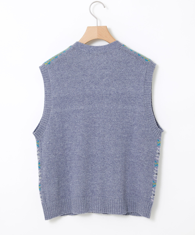 ウールブレンド フェアアイル柄 ニット ベスト【手洗いOK】