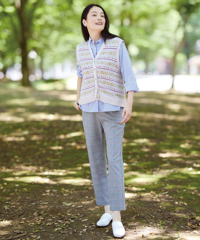 ウールブレンド フェアアイル柄 ニット ベスト【手洗いOK】