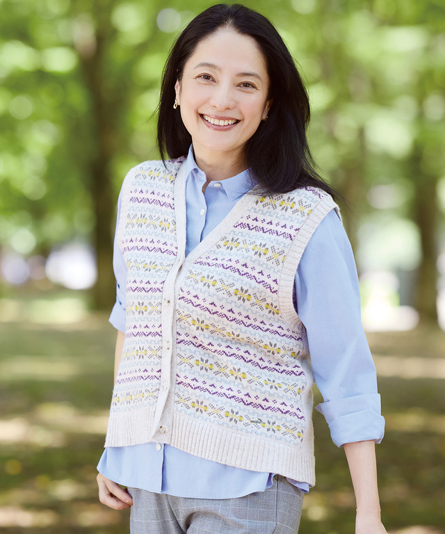 ウールブレンド フェアアイル柄 ニット ベスト【手洗いOK】