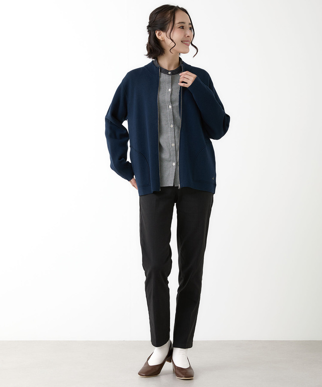 シルクブレンド ジップアップ ニット カーディガン