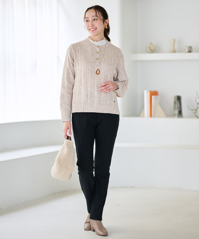 ウールブレンド ネップ ニット【手洗いOK】