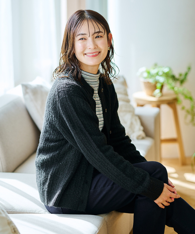 ウールブレンド ケーブル ニットカーディガン【手洗いOK】