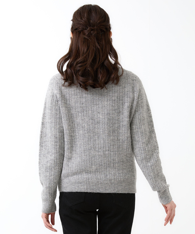 ウールブレンド ケーブル ニットカーディガン【手洗いOK】