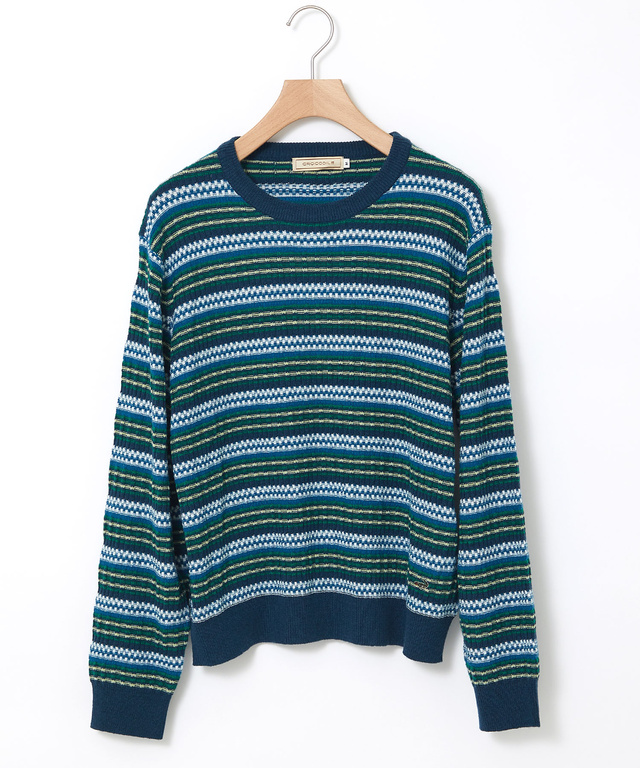 ウールブレンド マルチカラーボーダー ニット【手洗いOK】