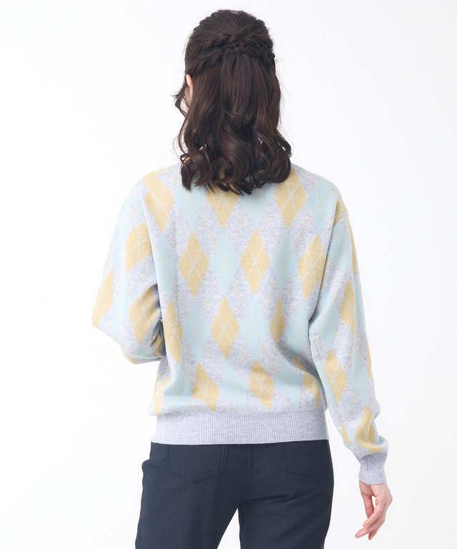ウールブレンド アーガイル柄 ニット【手洗いOK】