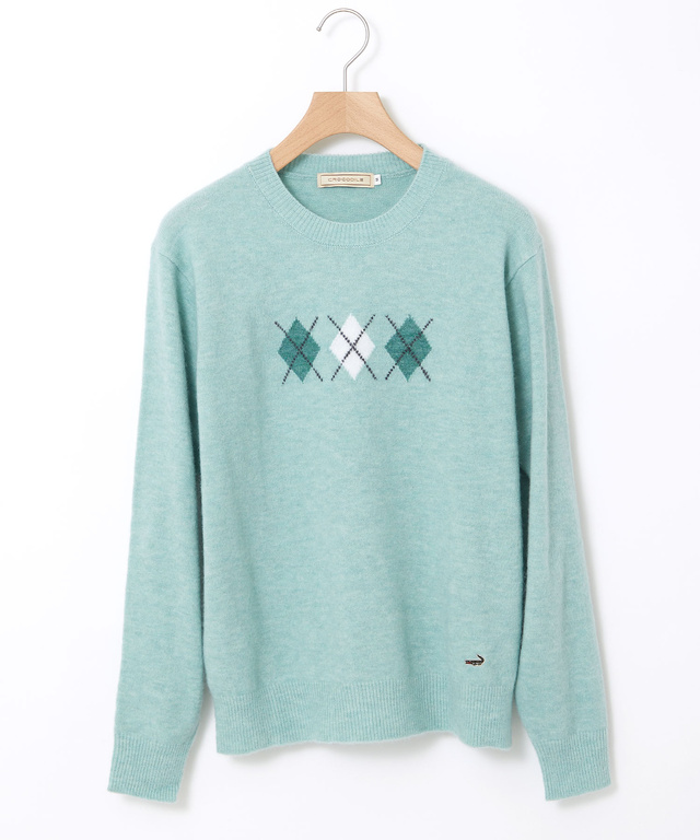 ウールブレンド アーガイル柄 ニット【手洗いOK】