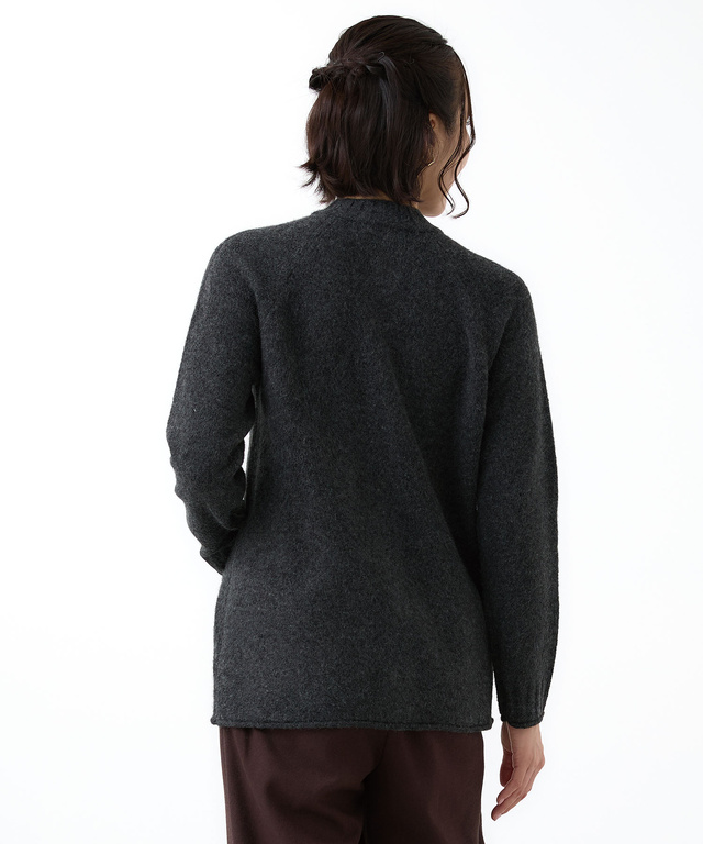 ウールブレンド ラグランスリーブ ニットカーディガン【手洗いOK】