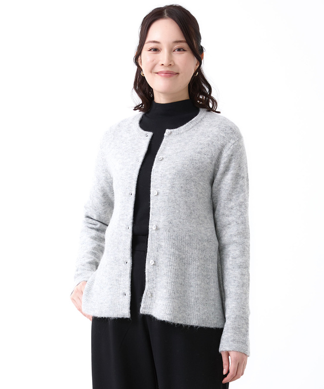 ウールブレンド フレア ニットカーディガン【手洗いOK】