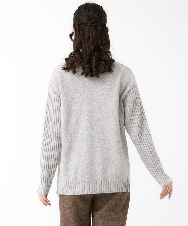 ウールブレンド ハイネック ネップ ニットチュニック【手洗いOK】【オンラインショップ限定】