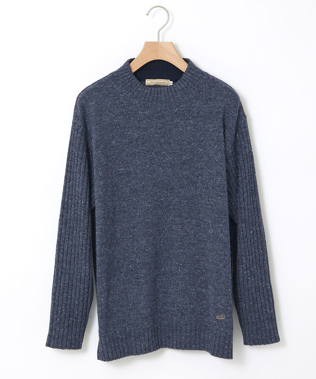 ウールブレンド ハイネック ネップ ニットチュニック【手洗いOK】【オンラインショップ限定】