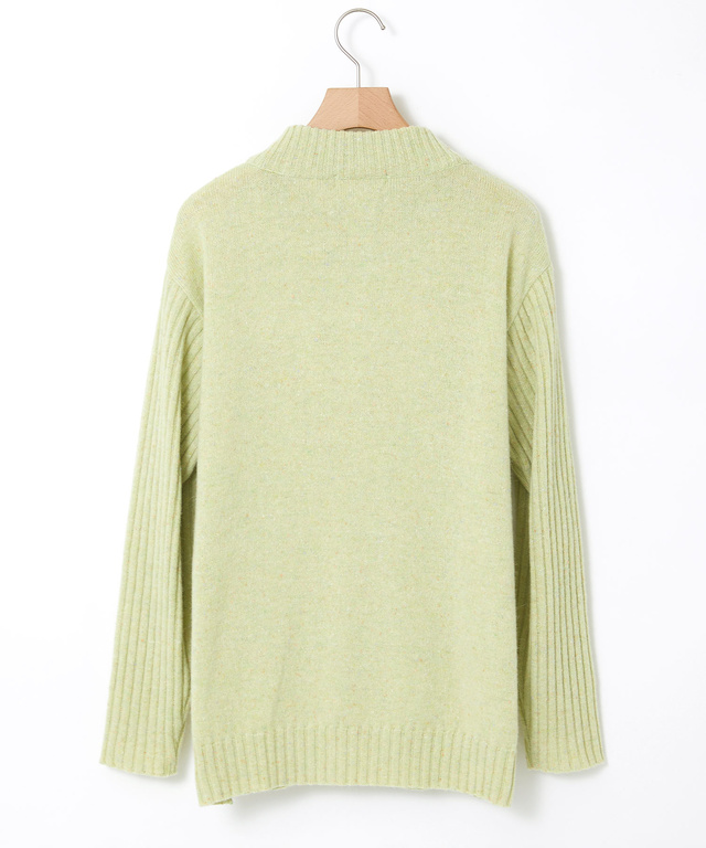 ウールブレンド ハイネック ネップ ニットチュニック【手洗いOK】【オンラインショップ限定】