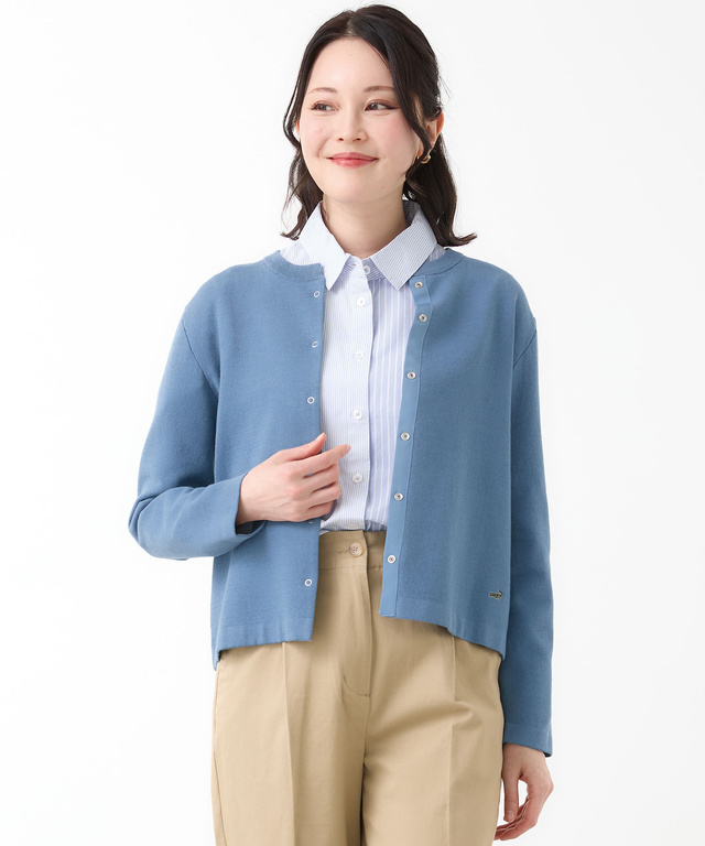 ダブルジャカード ニット カーディガン【手洗いOK】