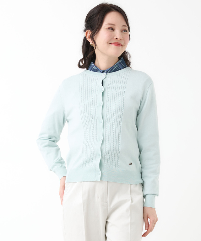 ケーブル ニット カーディガン【ウガンダオーガニックコットン】【手洗いOK】