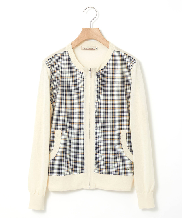 クロコダイルタータン ジップ カーディガン