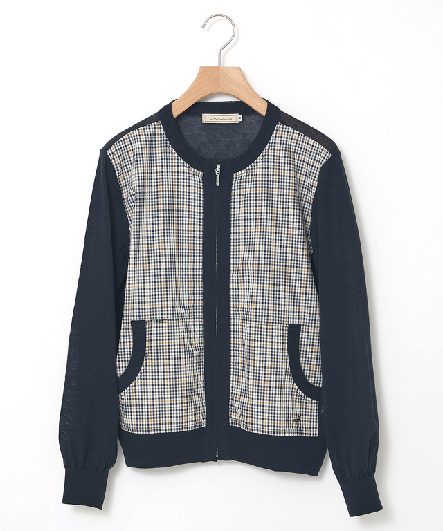 クロコダイルタータン ジップ カーディガン