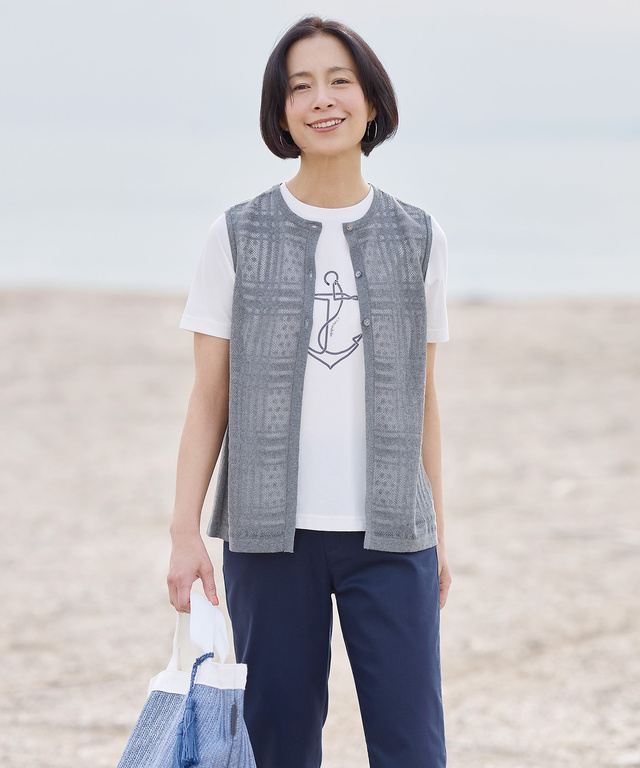 透かし編み ニット ベスト