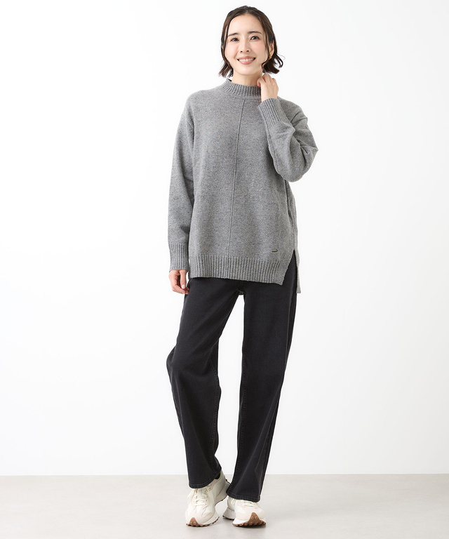 ウールブレンド ネップ ニットチュニック【オンラインショップ・一部店舗限定】【手洗いOK】