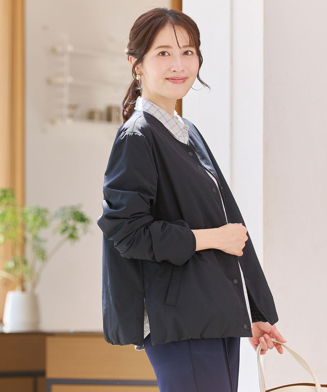 ノーカラー 中綿 ジャケット