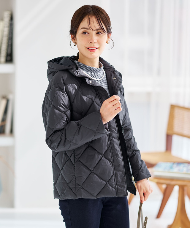 2WAYフード キルトダウン ジャケット【撥水加工】