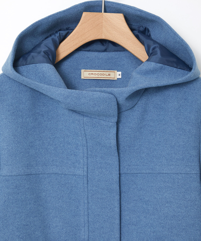 ウールライク フード付き コート 