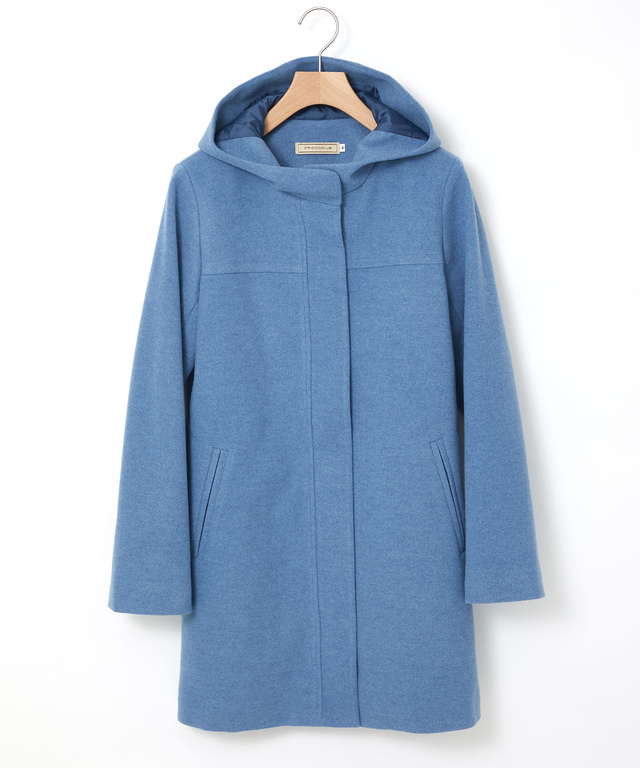 ウールライク フード付き コート 