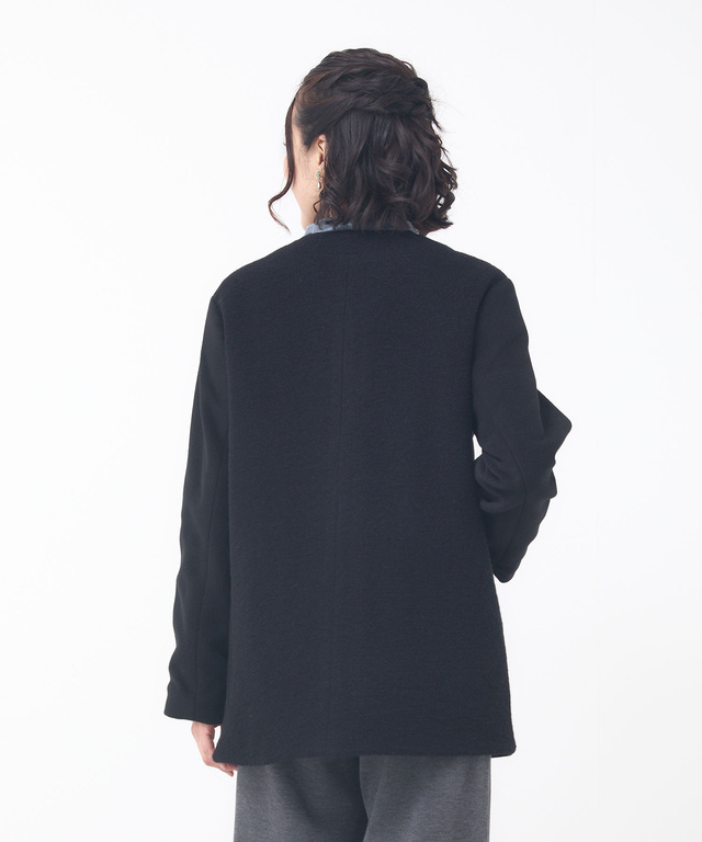 中綿 ノーカラー ジャケット