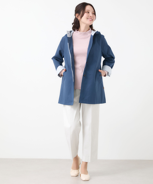 ストライプ バイカラー コート