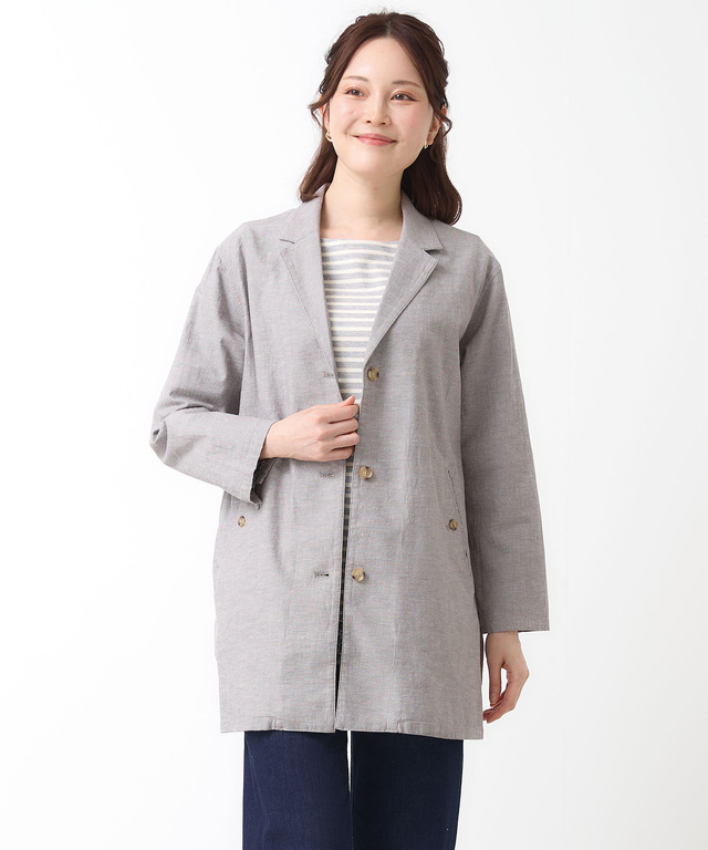 リネンブレンド ロング ジャケット