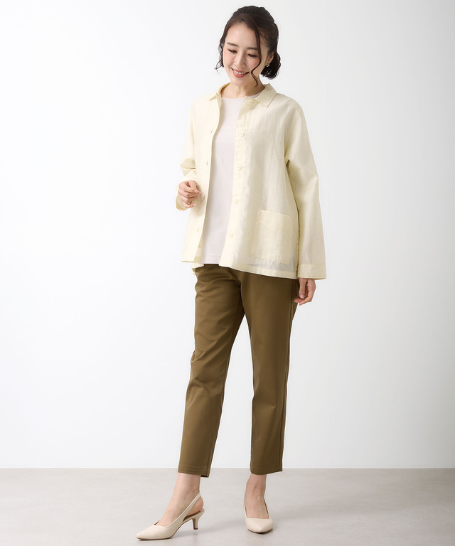 リネンブレンド シャツ ジャケット【手洗いOK】