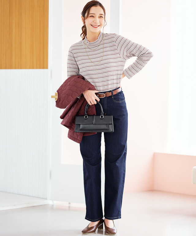 セミワイド ストレッチデニム パンツ