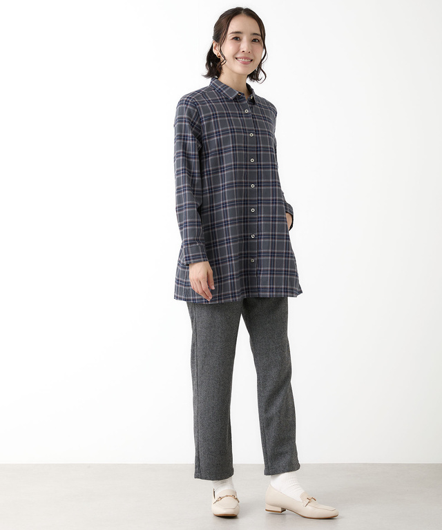 ウールブレンド ストレートパンツ