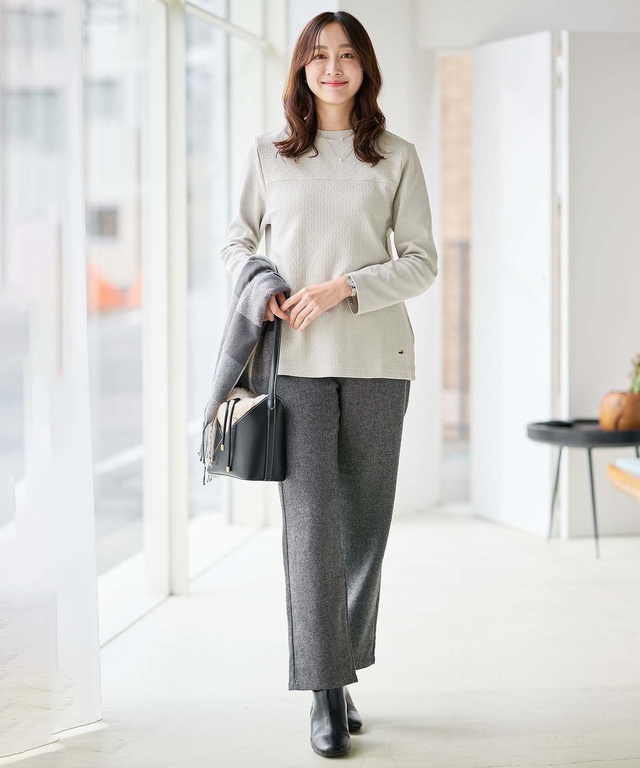ウールブレンド ストレートパンツ