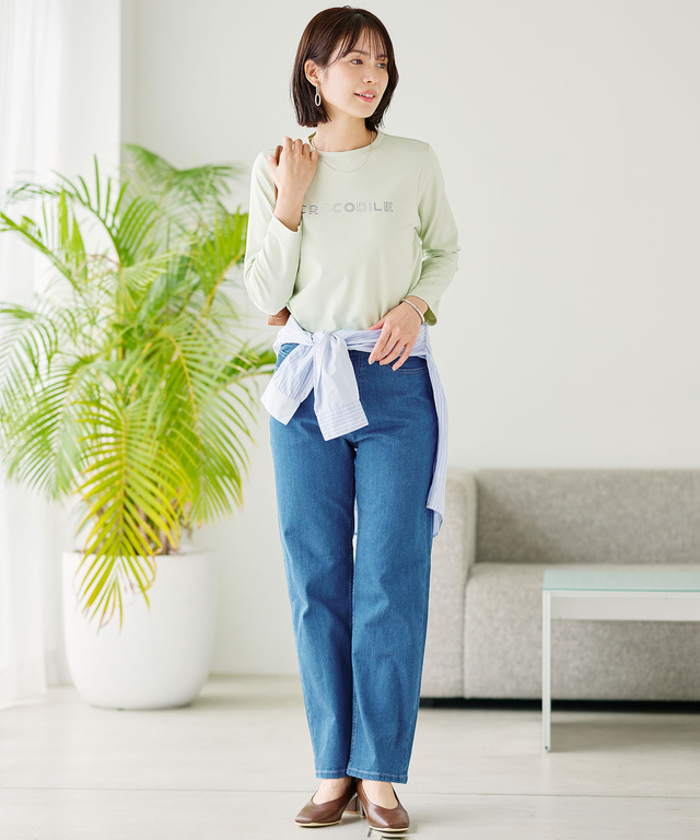 ストレッチ ストレート デニムパンツ