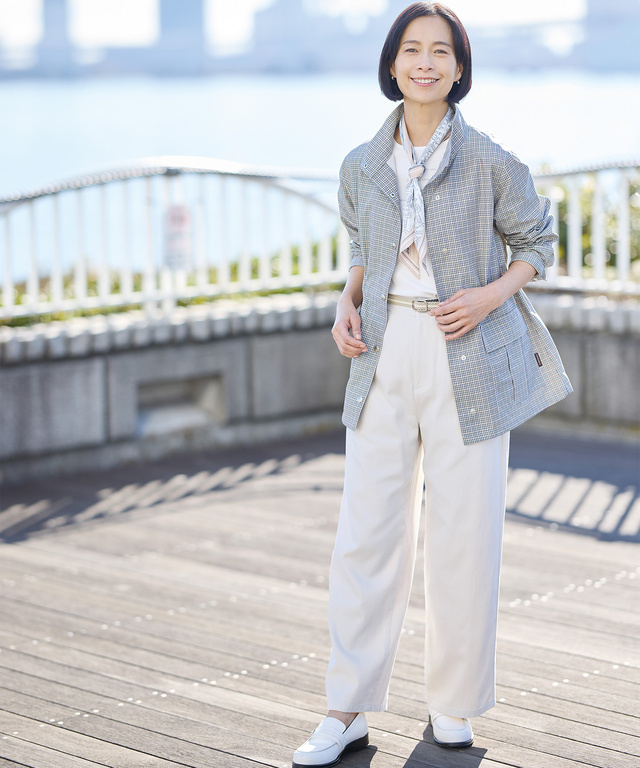 ウエストゴム タック ワイド パンツ