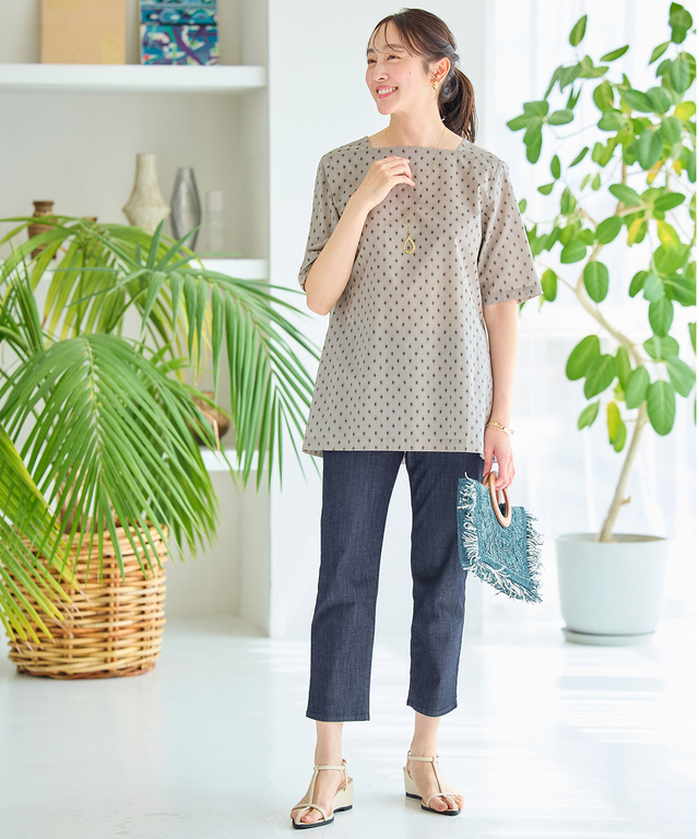 ブリーズデニム 【スリム8分丈】【接触冷感】